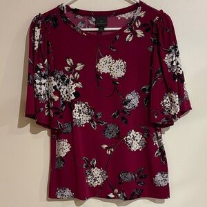 Worthington Burgundy Floral Blouse